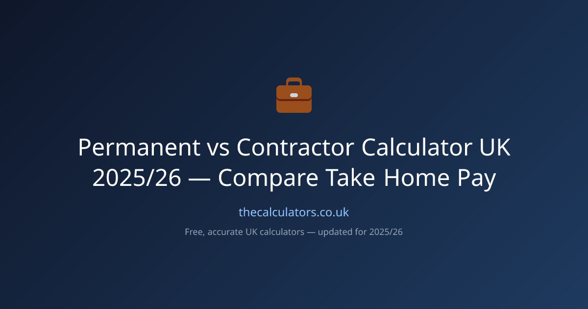 Permanent vs Contractor Calculator UK 2025/26 — Compare Take Home Pay ...